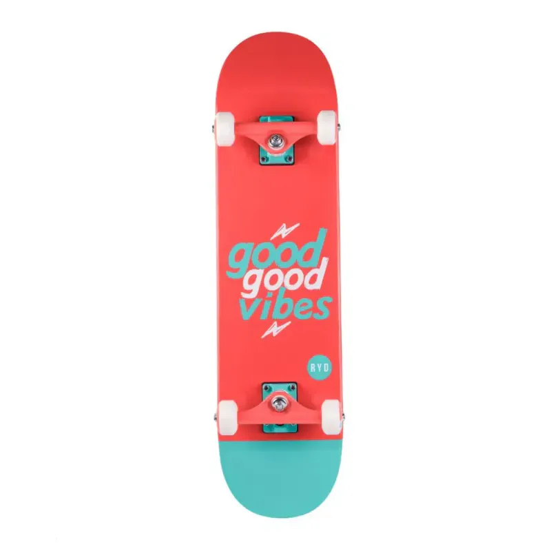 Good Vibes Street Board - 31 x 7.75 - Coral Aqua