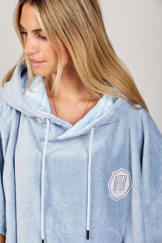 Poncho High End - 100% Cotton - Bleached Blue